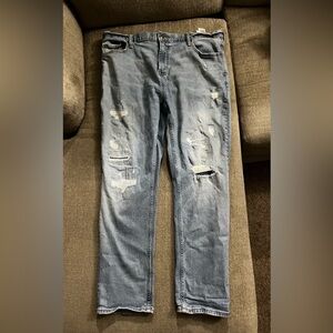 Old Navy Men's Light Blue Frayed Skinny Jeans In Excellent Condition